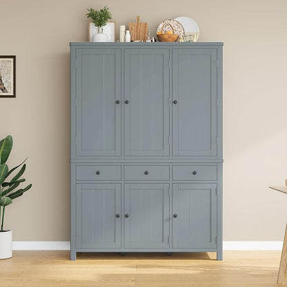 74.8''H High Freestanding Kitchen Pantry, Wooden Kitchen Organizers Cupboard - Image 4