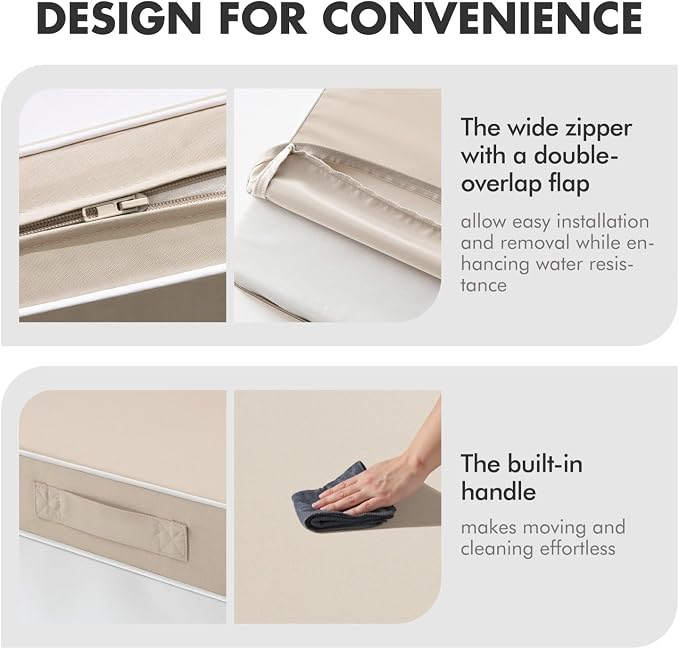 MIULEE Beige Outdoor Seat Cushion 24x24 Inch Waterproof & 3 Year Fade Resistant - Image 7