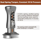 MEION Espresso Tamper 51mm Coffee Tamper, Calibrated Dual Spring Loaded Barista Tamper with Stainless Steel Base, Comes with aluminum storage pad (51MM, Silver)