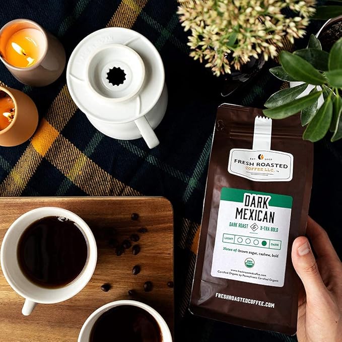 Fresh Roasted Coffee, Organic Dark Mexican | Mold & Myco 3rd Party Tested, USDA Organic, Kosher | Dark Roast 5 lb (80 oz) Whole Bean