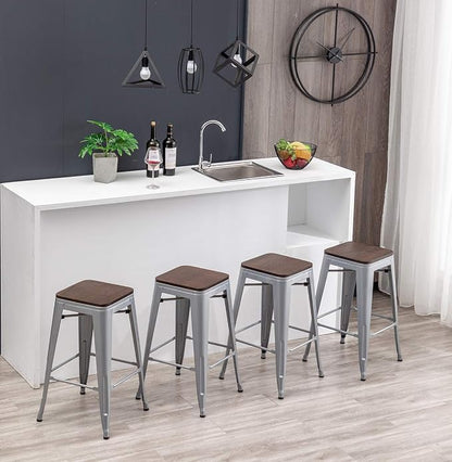 HAOBO Home 26" Backless Metal Counter Stool Height Bar Stools, Barstools - Image 6
