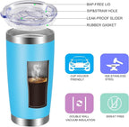 VEGOND 20oz Tumbler with Lid and Straw Stainless Steel Tumbler Cup Bulk Vacuum Insulated Double Wall Travel Coffee Mug Powder Coated Coffee Cup(Sky Blue 6 Pack