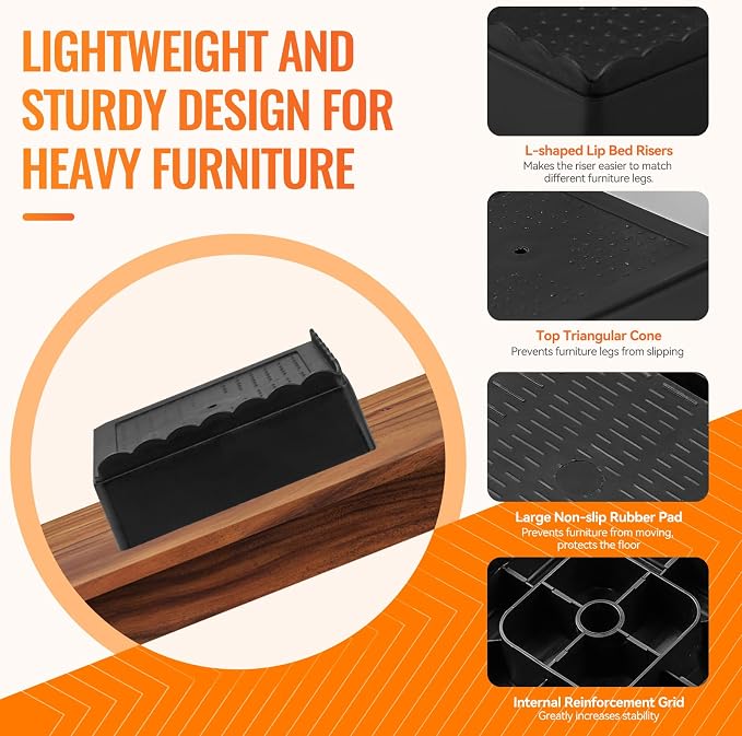 Furniture Risers Heavy Duty Adjustable Bed Risers Blocks Lift 4, 2 inches - Image 4