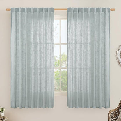 Extra Wide Semi Sheer Linen Curtains by LAMIT