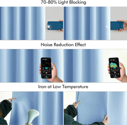 MIULEE Sky Blue Back Tab Blackout Curtains 52x120 Inch Long 2 Panels Set | Rod - Image 5