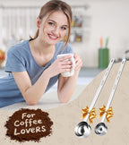 304 Stainless Steel Coffee Measuring Scoop, 9inch Long Handled 2 Tablespoon Coffee Scoop for Ground Coffee, Protein Powder, Baking, Hanging Hole