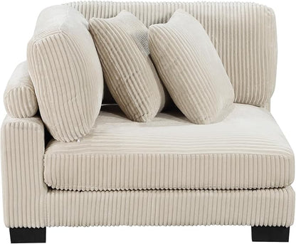 Modular Corner Seat, Plush Beige Corduroy Sofa, Customizable Living Room - Image 3