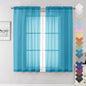 Turquoise Sheer Curtains 63 Inch Length 2 Panels, Light Filtering Voile Airy by Lecloud
