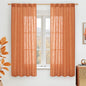 Burnt Orange Semi Sheer Window Linen Curtains 63 Inch Length | Light Filtering by LAMIT