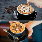 Milk Frothing Pitcher, 20OZ/600ML Stainless Steel Espresso Steaming Pitcher Coffee Milk Frother Cup with Decorating Art Pen for Espresso Machine, Milk Frother, Latte Art Black