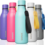 BJPKPK Insulated Water Bottles, 18 oz Stainless Steel Metal Water Bottle with Strap, BPA Free Leak Proof Thermos, Mugs, Flasks, Reusable Water Bottle for Sports & Travel, Turquoise