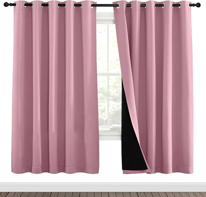 NICETOWN Crystal Pink Full Shade Curtain Panels, Pair of Energy Smart & Noise by NICETOWN
