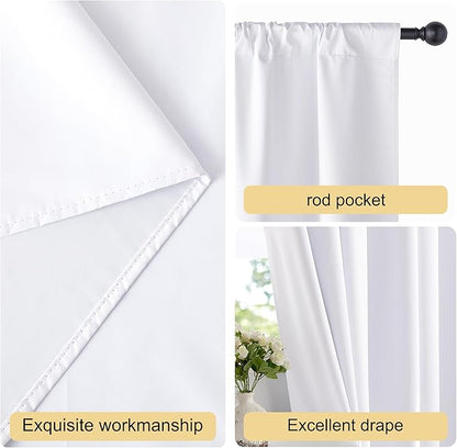 NICETOWN Bedroom 100% Blackout Curtains, 2 Panels, 42 by 72, Snow White - Image 5
