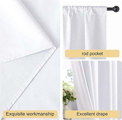 NICETOWN Bedroom 100% Blackout Curtains, 2 Panels, 42 by 54, Snow White - Image 5