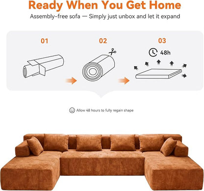 MONVANE 141" U Shaped Cloud Sectional Couch - Image 9