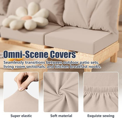 8Pcs Outdoor Cushion Covers, Stretch Patio Furniture Couch Chair Slipcovers | - Image 6