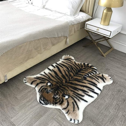 Tiger Print Area Rug Faux Cowhide Skin Hide Animal Printed Rugs Cute Carpet - Image 5