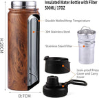 Sivaphe Tea Infuser Bottle With Removable Loose Leaf Tea Strainer, 18/8 Stainless Steel Insulated Travel Tumbler Festival Gift(Wood Grain)