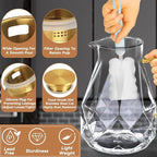 Yirilan Glass Pitcher,74oz/2.2 Liter Water Pitcher with Lid,Beverage Serveware,Iced Tea Pitcher,Water Carafe Handle,Heat Resistant Borosilicate Jug（with Mixing Spoon and Cup Brush）