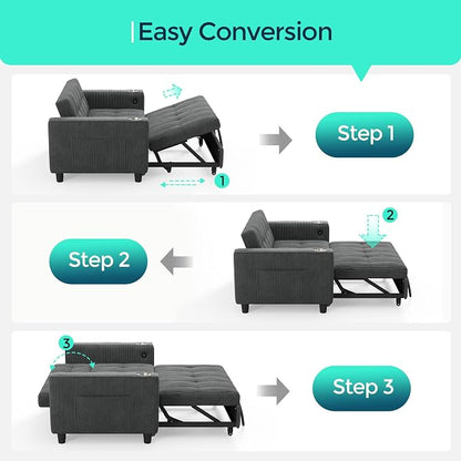LINSY 54" Pull Out Couch with Charging Station - Image 4