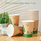 ECOLipak 240 Count 12 oz Compostable Paper Cups, Biodegradable Disposable Paper Coffee Cups with PLA Lined, Eco-friendly Hot Paper Cups for Party, Picnic,Travel,and Events