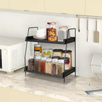 Yusepure Coffee Bar Accessories and Organizer Countertop, Coffee Station Organizer Kitchen Counter Shelf Organizer,Coffee Condiment Storage,Cup Lid Holder Countertop Shelf for Bathroom (Black)