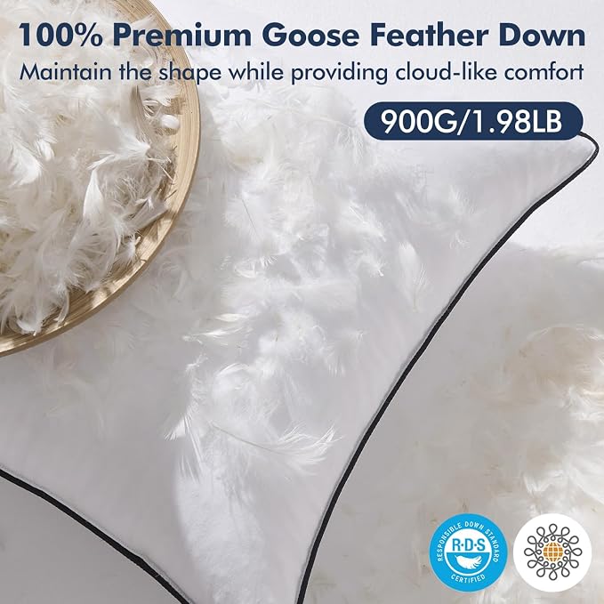 MIULEE Goose Feather Down 18x18 Pillow Insert Set of 2 - Image 2