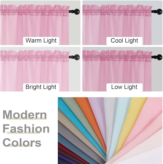 Pink Sheer Curtains for Bedroom Living Room 96 Inches Long 2 Panels, Modern - Image 7