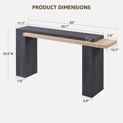 OKD 63 Inch Modern Entryway Console Table, Solid Geometry Accent Sofa Table - Image 2