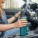 SUNWILL Travel Coffee Mug with Lid, Leak Proof Tumbler Stainless Steel, 16 oz Insulated Cup for Water, Tea, Ice, Powder Coated Peacock Blue