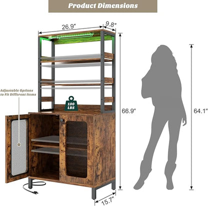 Aheaplus Bar Cabinet with Power Outlets, Coffee Bars Station - Image 2