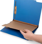 10 Dark Blue Classification Folders - 1 Divider - 2 Inch Tyvek Expansions - Durable 2 Prongs Designed to Organize Standard Medical Files, Office Reports - Letter Size, Dark Blue, 10 Pack
