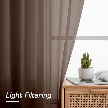 Sheer Curtains 54 inches Long for Living Room Bedroom, Rod Pocket Light - Image 3