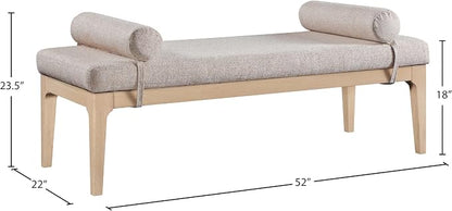 Meridian Furniture 22072Beige Priscilla Collection Art Deco Bench - Image 3