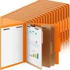 36 Pcs Classification Folders Letter Size, Back to School Supply for Teacher, Student, 3 Dividers Pressboard File Folder Bulk with 2 Fasteners, 3.5 Inch Expanding File Organizer (Orange)