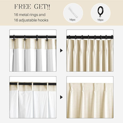 Pinch Pleated Linen Curtains 100% Blackout 102 Inches Long - Image 7