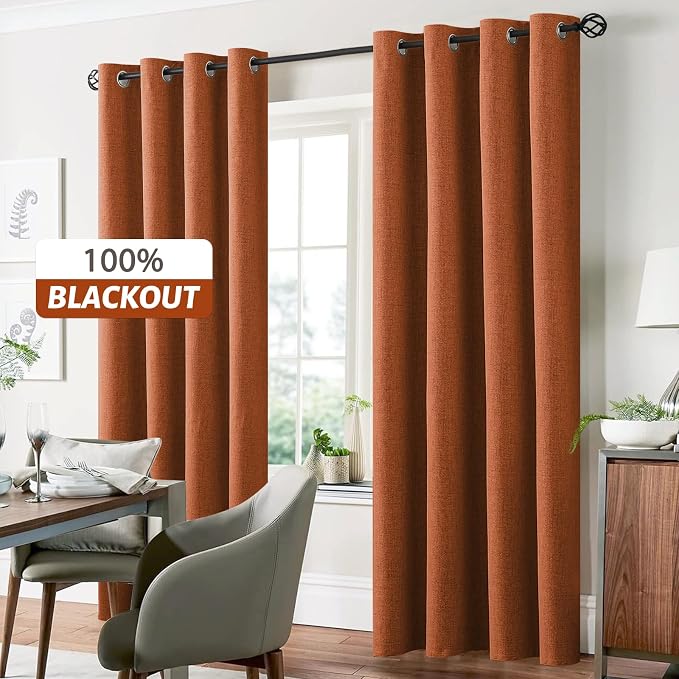 Yakamok Burnt Orange Linen Curtains 84 Inches Long - Image 7