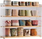 Coffee Mug Holder Wooden Cup Station Organizer 4-Tier Cup Holder for Coffee Bar Mug Display Rack for Countertop Mug Holder Shelf for Home Kitchen Pine Wood