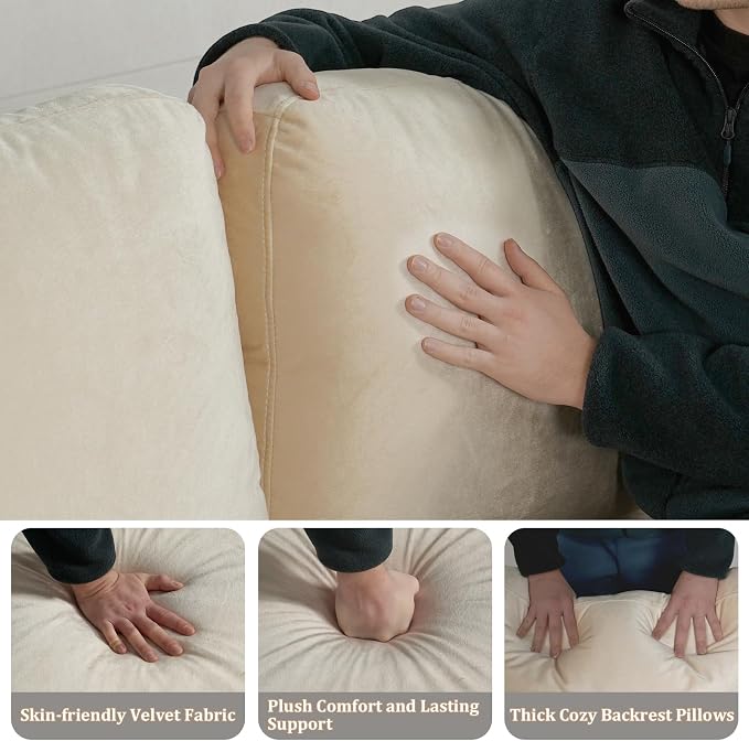 EASE MOOSE 70.6" Velvet Loveseat Sofa, Soft Deep Seat Couches - Image 7