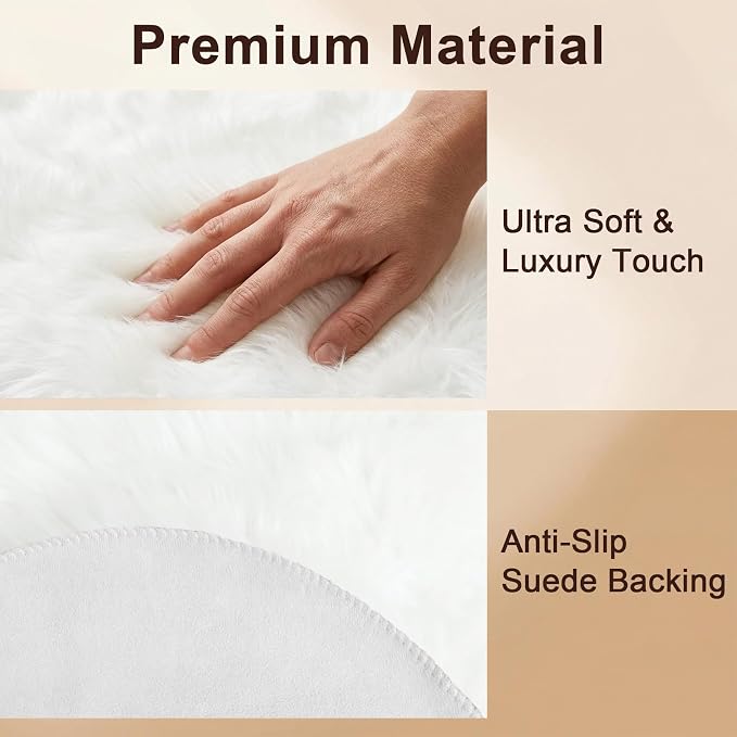 duduta White Faux Sheepskin Runner Rugs 2x6 ft, Fluffy Fur Couch Covers | Shag - Image 3
