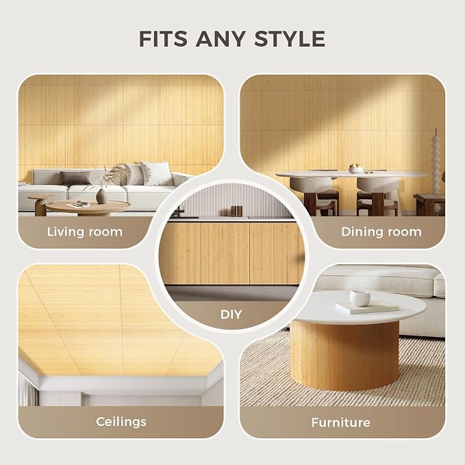 OUZUGIE 2 Pack 96x24 Inch Natural Bamboo Wall Panel – Carbonized Pole Wrap - Image 4