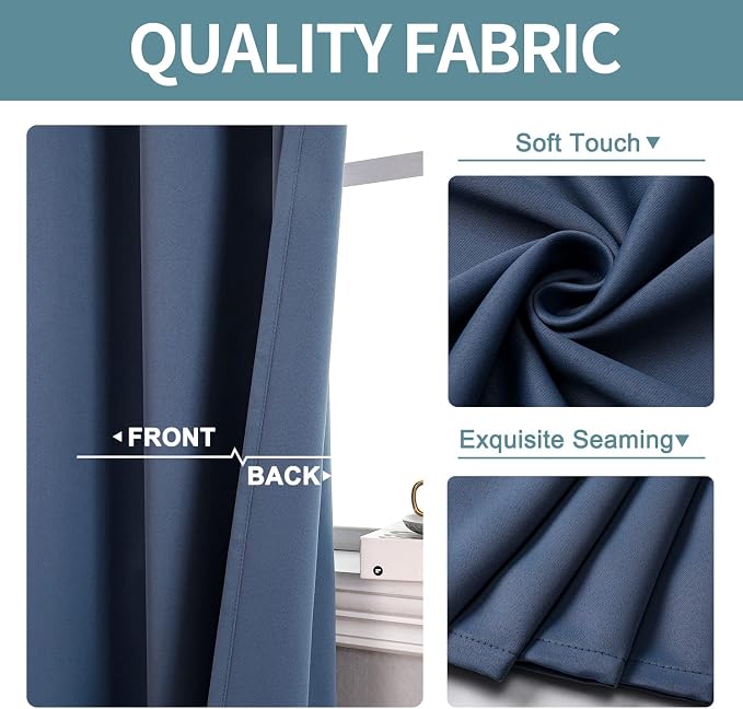 ChrisDowa Blackout Curtains for Bedroom and Living Room 80 Inches Long | 2 - Image 3