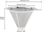 TQEONKL Pour Over Coffee Dripper,Paperless Reusable Coffee Filter,Metal Cone Reusable Single Cup Coffee Maker (2-4 cups)