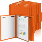 12 Pcs Classification Folders Letter Size, Back to School Supply for Teacher, Student, 1 Divider Pressboard File Folder Bulk with 2 Fasteners, 3.5 Inch Expanding File Organizer (Orange)