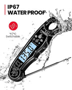 TEMOLA Meat Thermometer, Instant Read Food Thermometer with LCD Backlight Calibration, Waterproof Ultra Fast Digital Cooking Thermometer for Candy Deep Fry Liquids Beef Kitchen Baking Smoker Grill BBQ