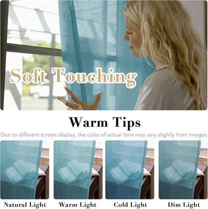 Elegant Natural Linen Curtain Panels Energy Efficient Semi - Image 3
