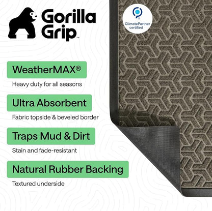 GORILLA GRIP 100% Waterproof All-Season WeatherMAX Doormat 35x23, US Designed - Image 3