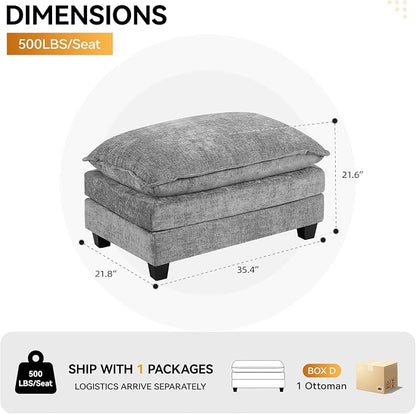 35‘’ Modern Chenille Cloud Sofa Ottoman, Rectangle Ottoman - Image 2
