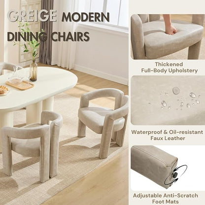 Hyfirm Upholstered Barrel Dining Chair Set of 1, PU Leather Accent Kitchen - Image 7