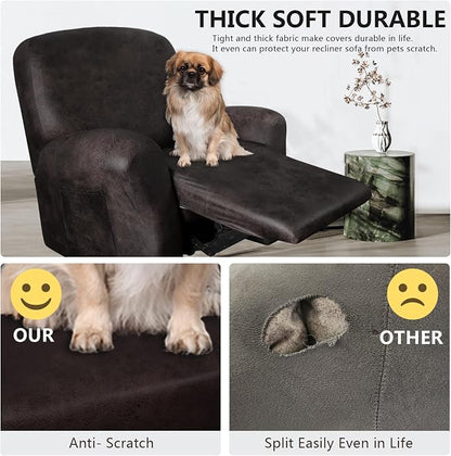 ANARACHON Leather Look Oversize Recliner Chair Covers, Thick 4 Pieces Recliner - Image 2